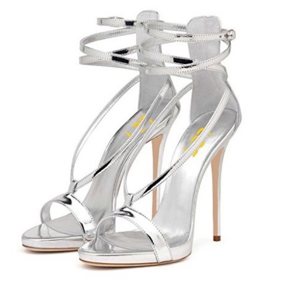 silver metallic heels